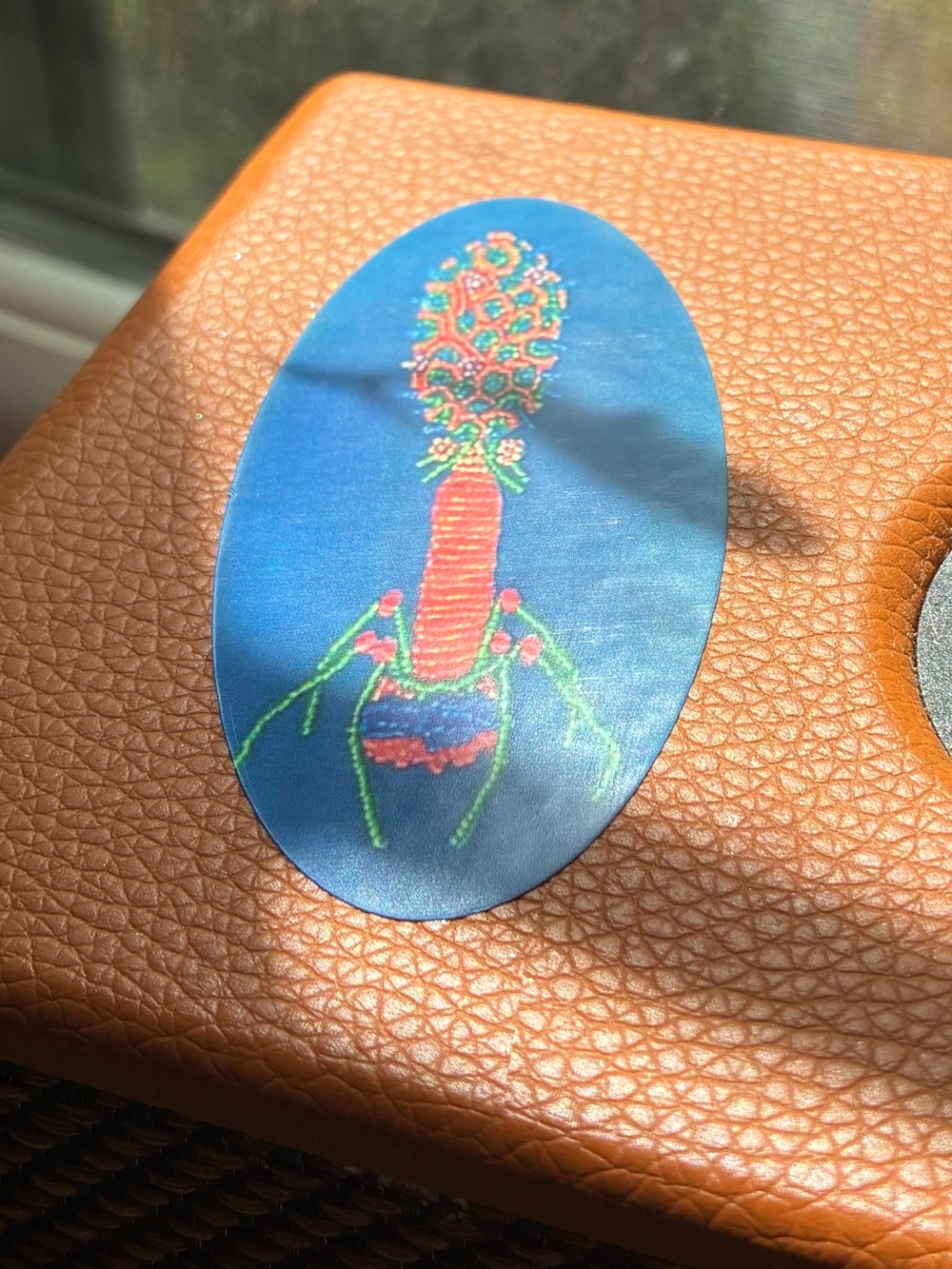 Bacteriophage Sticker Embroidery Print Seed Beaded Virus Art Patch (2”)